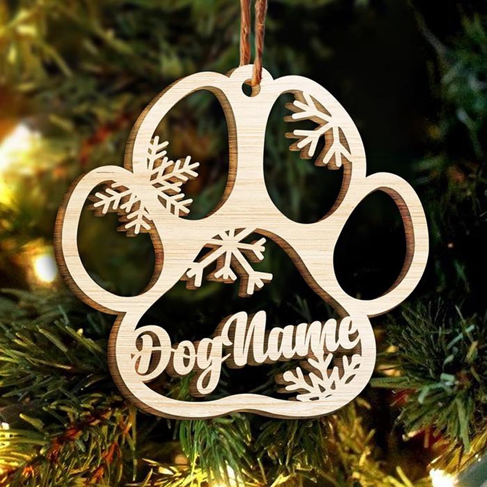 Happy Christmas With Fur Babies – Personalized Paw Ornament, Christmas Ornament, Dog Ornament, Xmas Dog Ornaments
