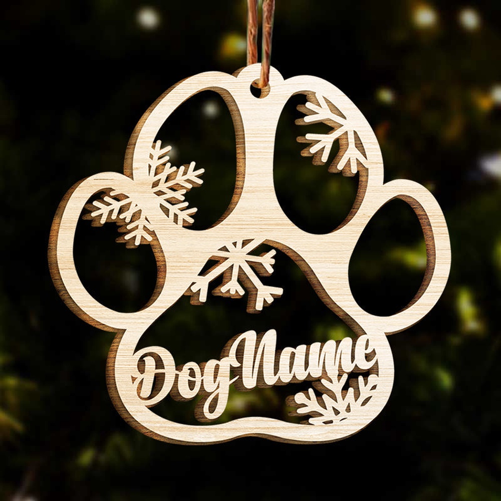 Happy Christmas With Fur Babies – Personalized Paw Ornament, Christmas Ornament, Dog Ornament, Xmas Dog Ornaments