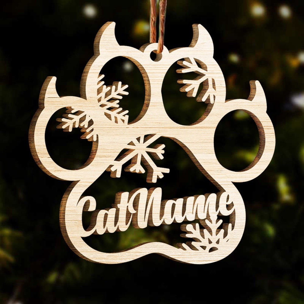 Happy Christmas With Fur Babies – Personalized Paw Ornament, Christmas Ornament, Dog Ornament, Xmas Dog Ornaments
