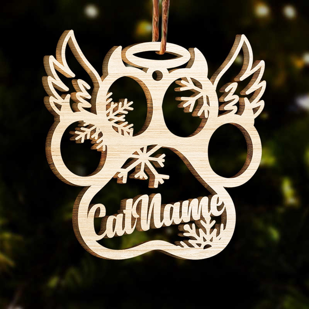 Happy Christmas With Fur Babies – Personalized Paw Ornament, Christmas Ornament, Dog Ornament, Xmas Dog Ornaments