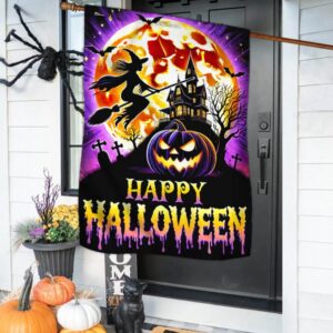 Happy Halloween Spooky Witch Haunted House Flag,&hellip;