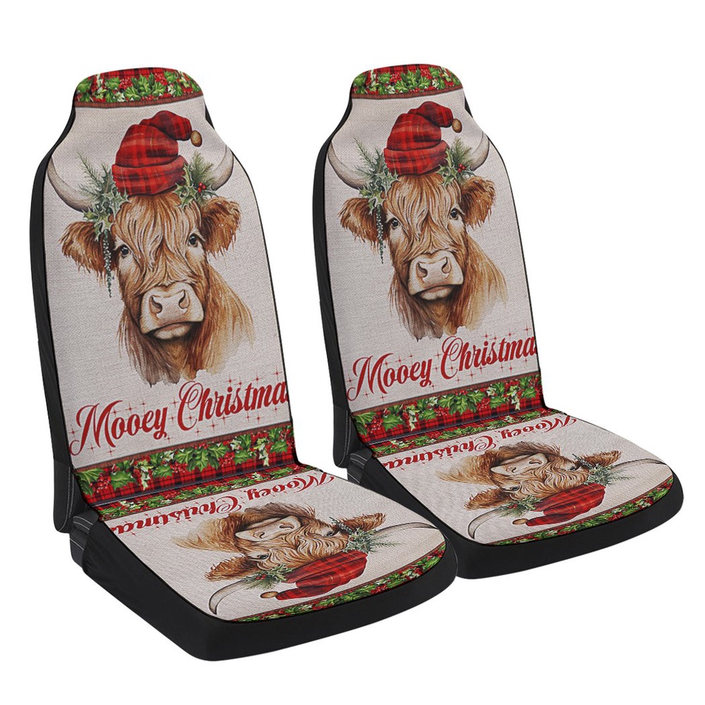 Highland Cow Fluffy Cow Christmas Seat Cover Cars, Christmas Car Seat Cover, Car Seat Cover