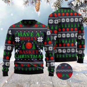 Holly Basket Basketball Christmas Ugly Christmas Sweater,&hellip;