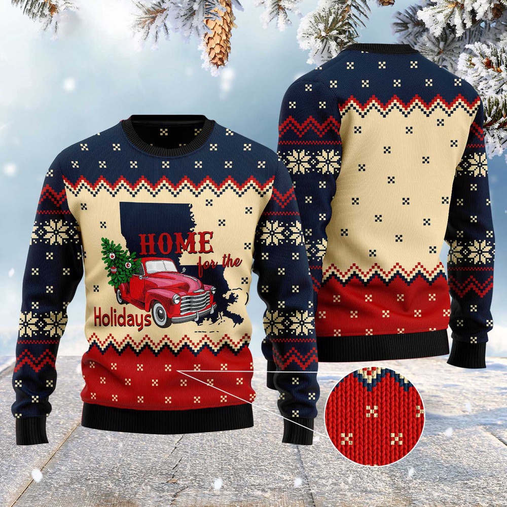 Home For The Holidays Louisiana Ugly Christmas Sweater, Christmas Sweater, Ugly Sweater, Funny Xmas Sweaters Home For The Holidays Louisiana Ugly Christmas Sweater, Christmas Sweater, Ugly Sweater, Funny Xmas Sweaters
