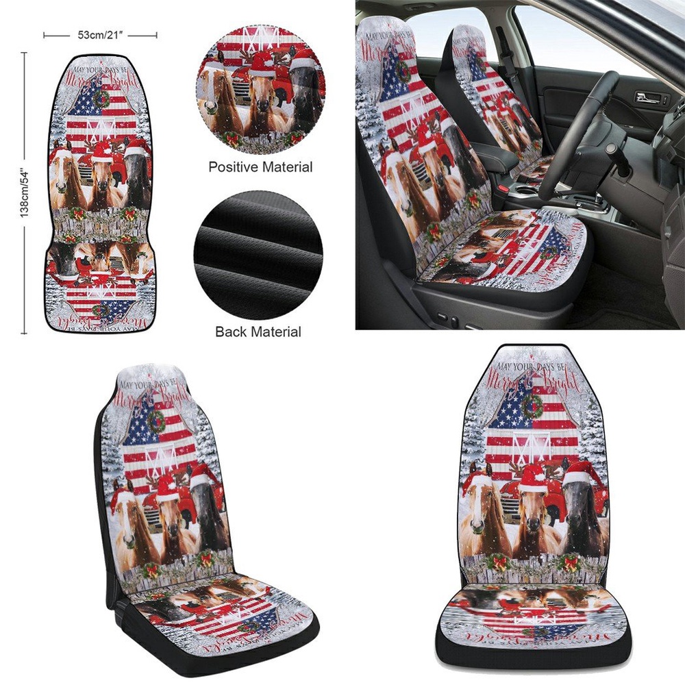 Horse Be Merry And Bright Christmas Seat Cover Cars, Christmas Car Seat Cover, Car Seat Cover
