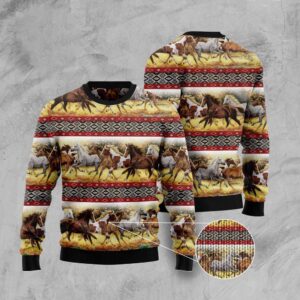 Horse Native American Pattern Ugly Christmas Sweater,&hellip;