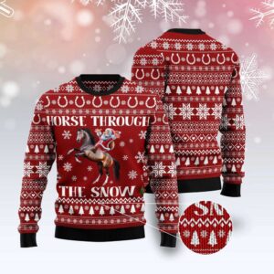 Horse Through The Snow Ugly Christmas Sweater,&hellip;