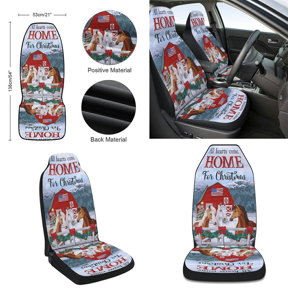 Horses Christmas All Hearts Come Home For Christmas Seat Cover Cars, Christmas Car Seat Cover, Car Seat Cover