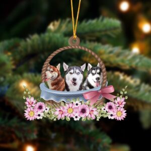 Husky Dogs In The Basket Ornament, Christmas&hellip;