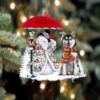 Husky-Dogs give gifts Hanging Ornament, Christmas Ornament, Dog Ornament, Xmas Dog Ornaments