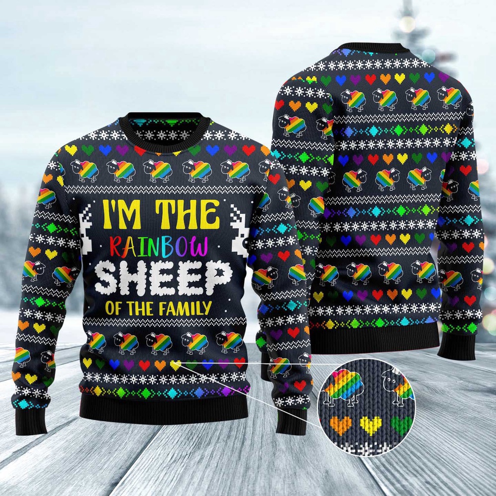 I Am The Rainbow Sheep Of Family Ugly Christmas Sweater, Christmas Sweater, Ugly Sweater, Funny Xmas Sweaters