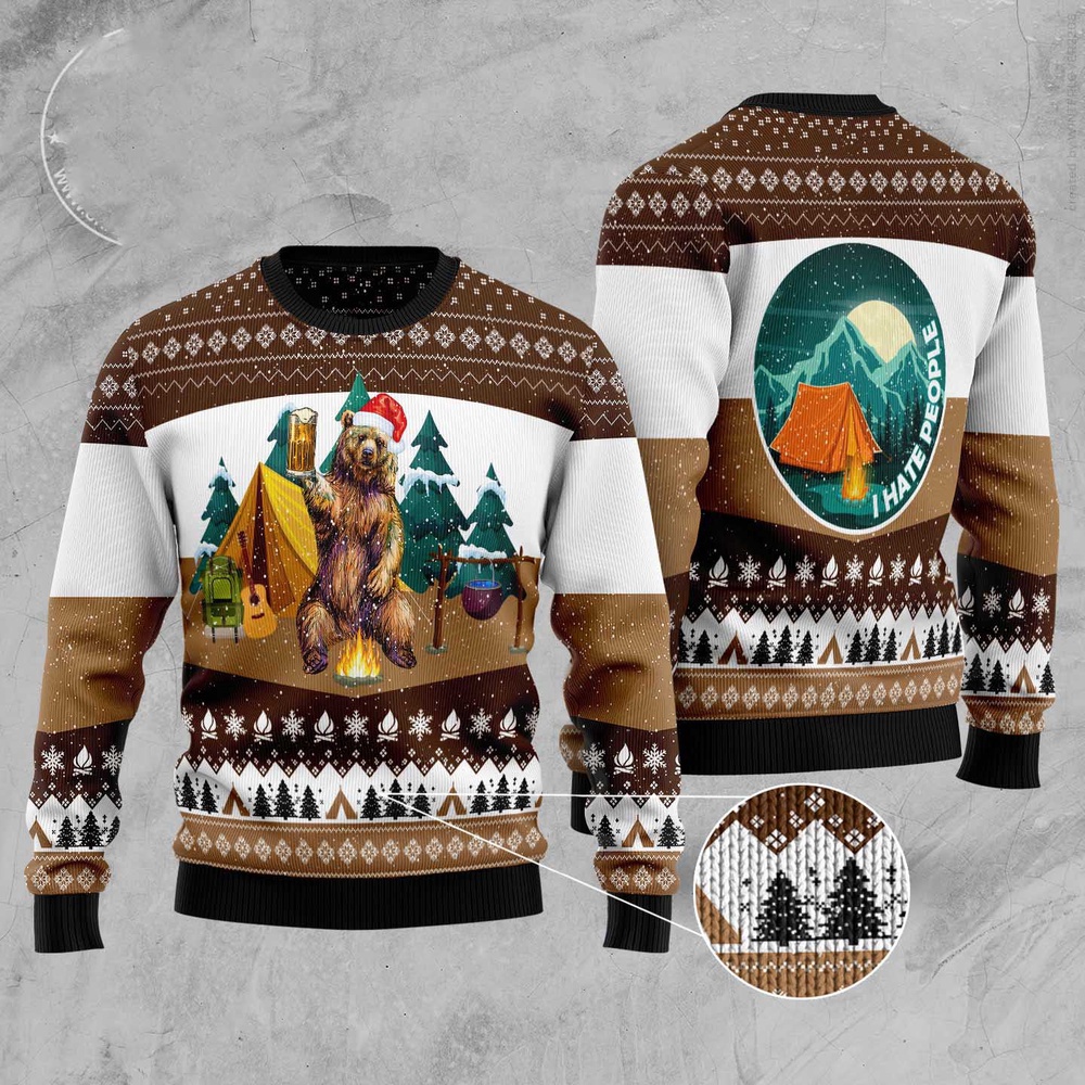 I Hate People Bear Ugly Christmas Sweater, Christmas Sweater, Ugly Sweater, Funny Xmas Sweaters I Hate People Bear Ugly Christmas Sweater, Christmas Sweater, Ugly Sweater, Funny Xmas Sweaters