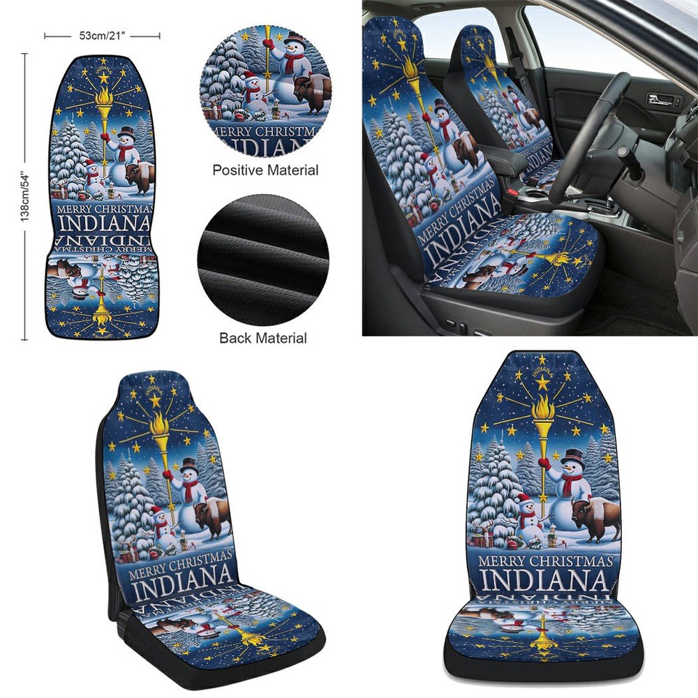 Indiana Christmas Snowman with Gold Torch Merry Christmas Seat Cover Cars, Christmas Car Seat Cover, Car Seat Cover