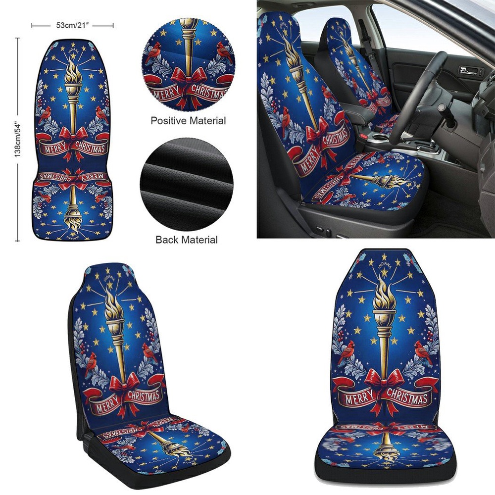 Indiana Merry Christmas Torch and Strs Seat Cover Cars, Christmas Car Seat Cover, Car Seat Cover Indiana Merry Christmas Torch and Strs Seat Cover Cars, Christmas Car Seat Cover, Car Seat Cover