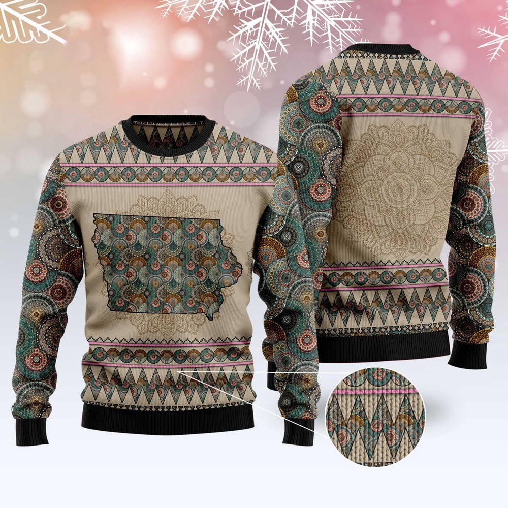 Iowa Mandala Ugly Christmas Sweater, Christmas Sweater, Ugly Sweater, Funny Xmas Sweaters