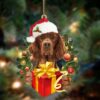 Irish Setter With Snowman Christmas Ornament, Christmas Ornament, Dog Ornament, Xmas Dog Ornaments