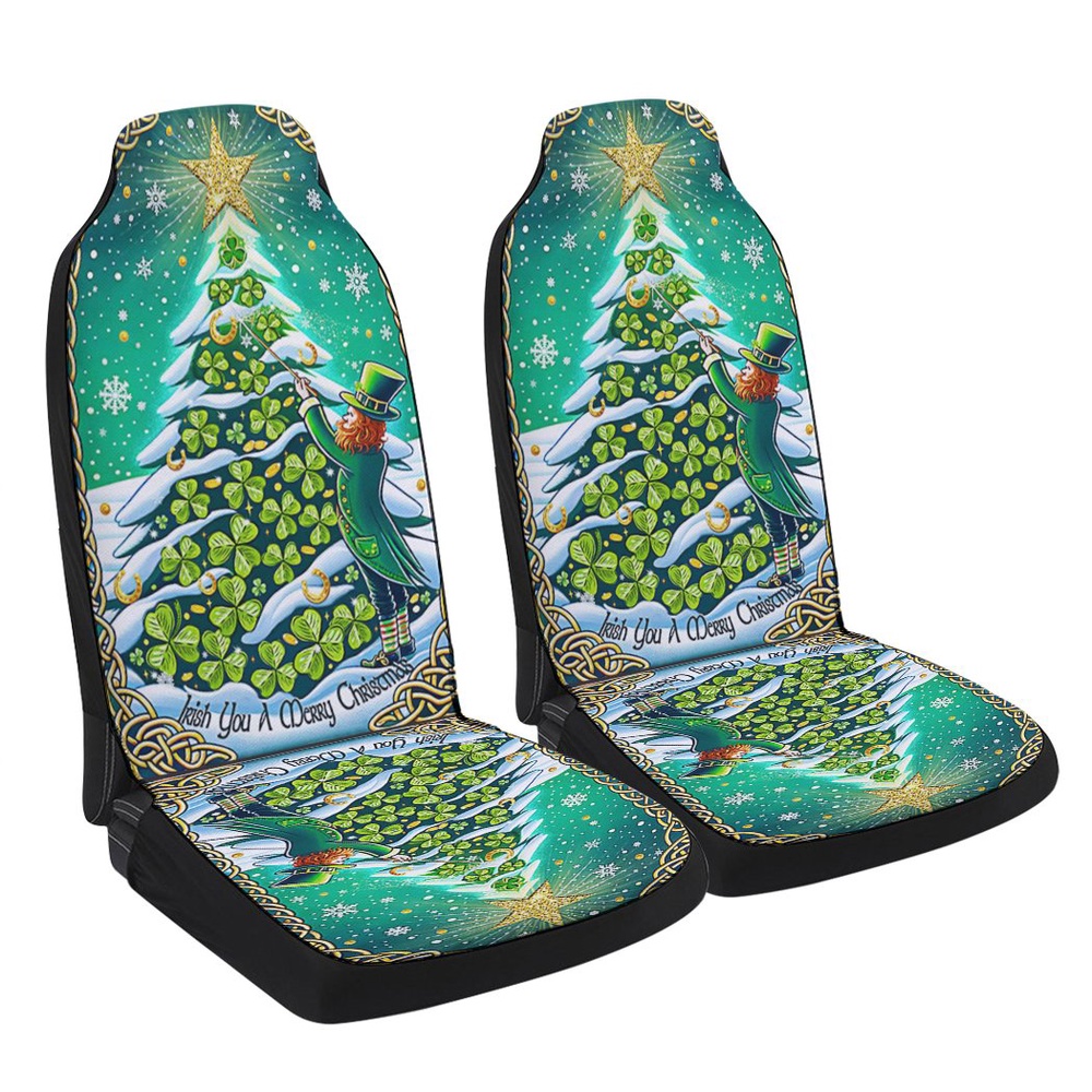 Irish Shamrocks Christmas Tree Seat Cover Cars, Christmas Car Seat Cover, Car Seat Cover