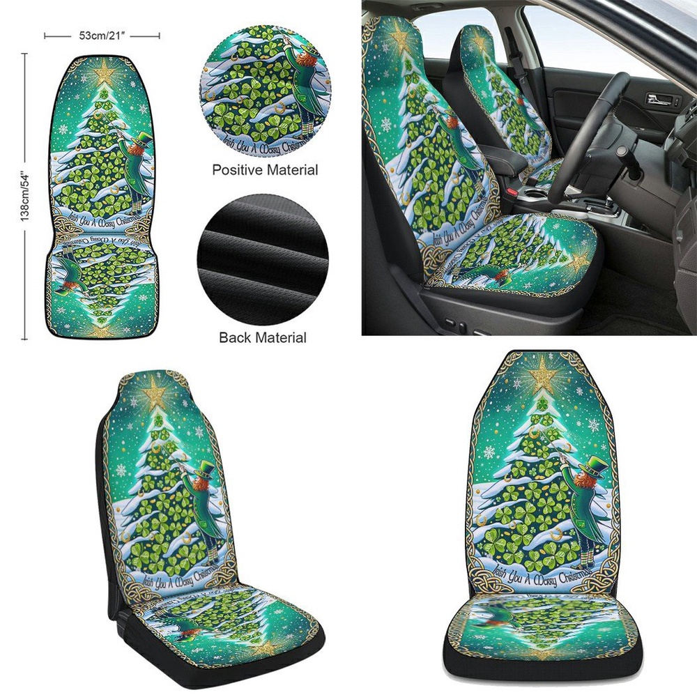 Irish Shamrocks Christmas Tree Seat Cover Cars, Christmas Car Seat Cover, Car Seat Cover