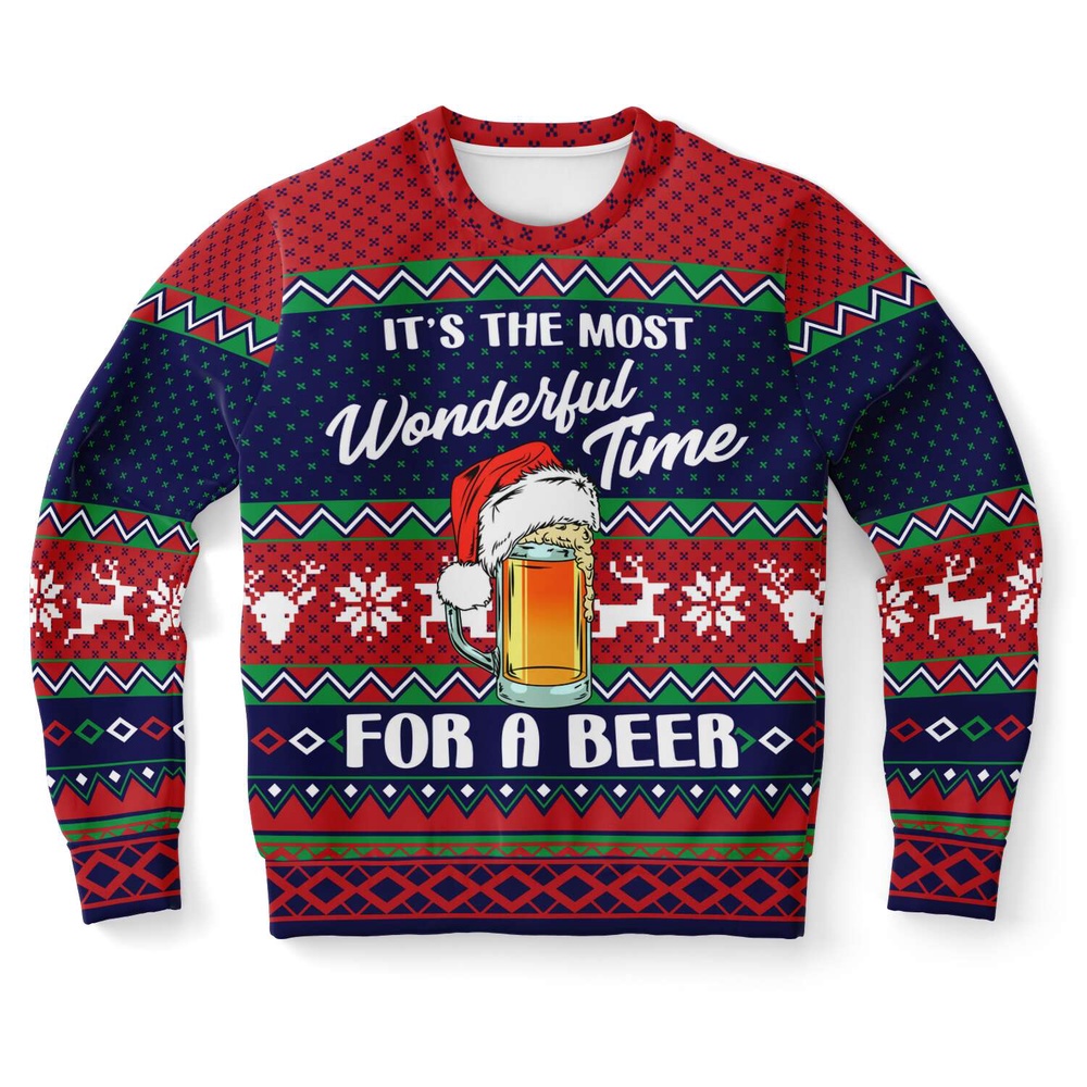 It’s The Most Wonderful Time For A Beer Ugly Christmas Sweater, Christmas Sweater, Ugly Sweater, Funny Xmas Sweaters