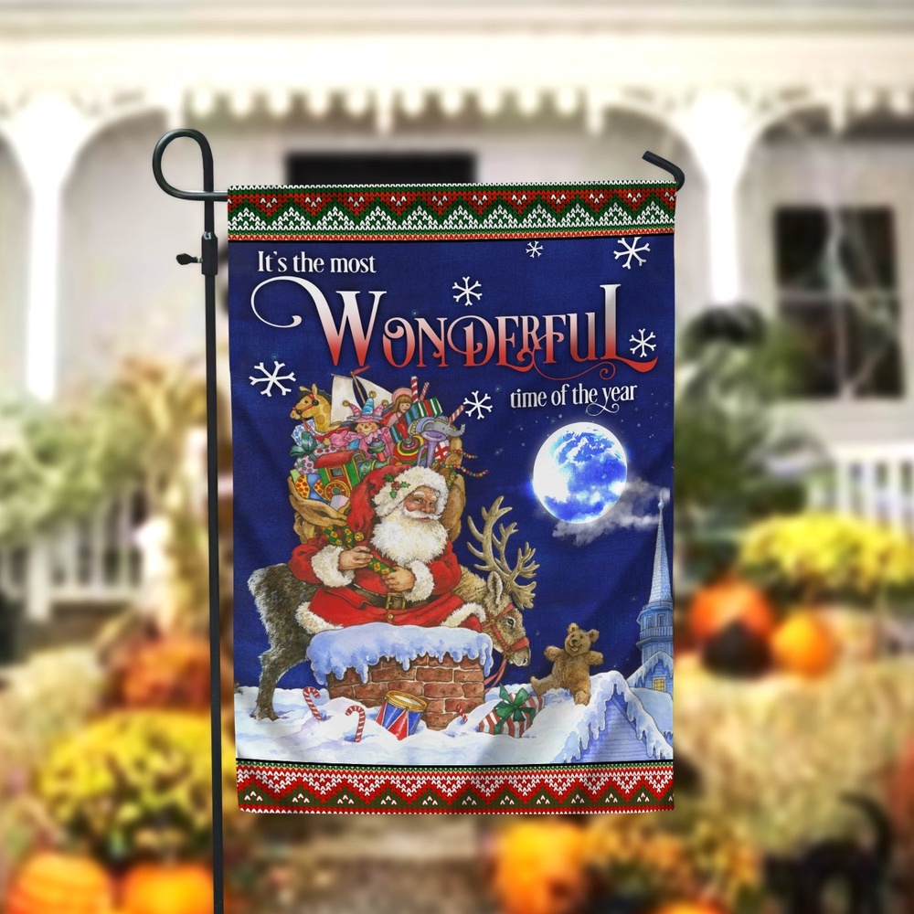 It’s The Most Wonderful Time Of The Year Garden FlagXmas, Garden Flags, Outdoor Xmas Flags, Christmas Flag Outdoor