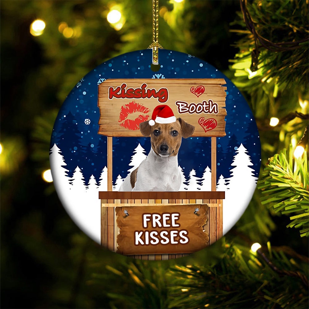Jack Russell Terrier Kissing Booth Christmas Ornament, Christmas Ornament, Dog Ornament, Xmas Dog Ornaments Jack Russell Terrier Kissing Booth Christmas Ornament, Christmas Ornament, Dog Ornament, Xmas Dog Ornaments
