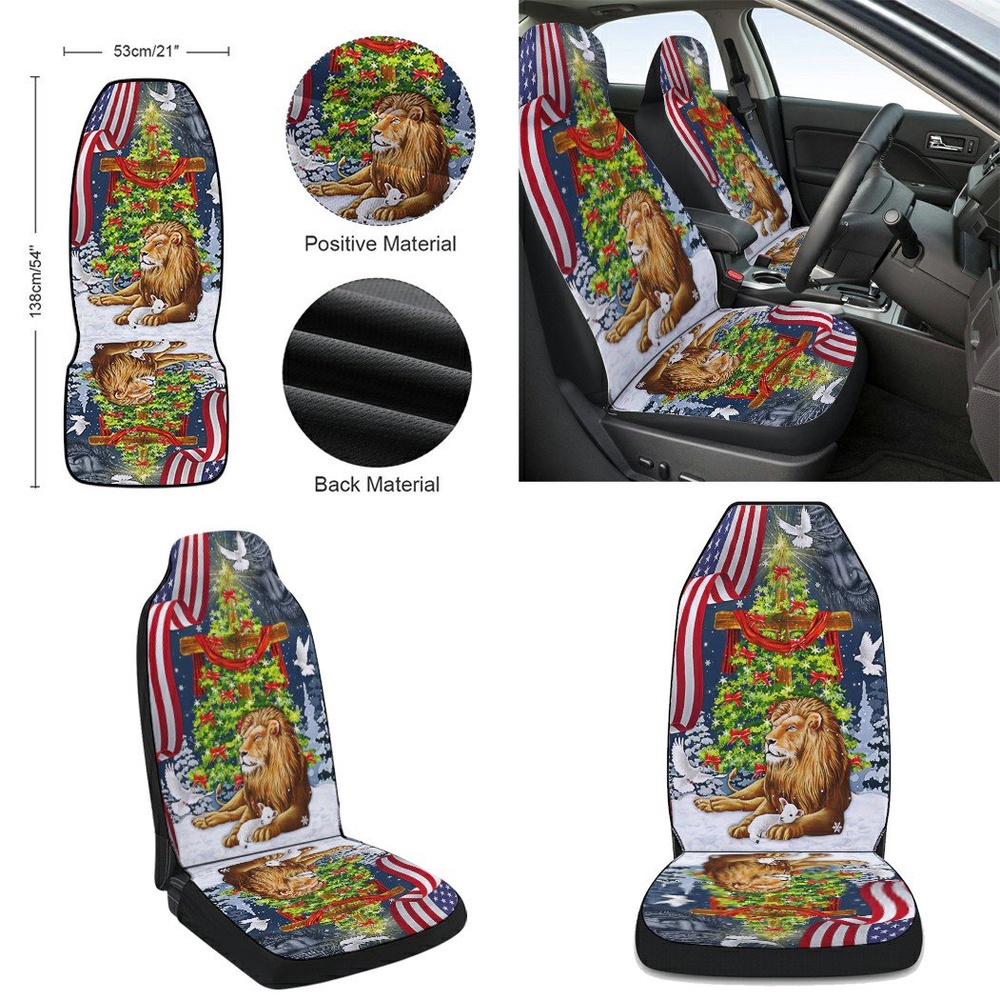 Jesus Christ Cross Lion of Judah Christmas Tree Seat Cover Cars, Christmas Car Seat Cover, Car Seat Cover