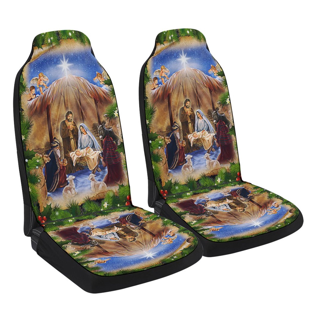 Jesus Christmas Nativity Scene Jesus Is Born Christianity Seat Cover Cars, Christmas Car Seat Cover, Car Seat Cover