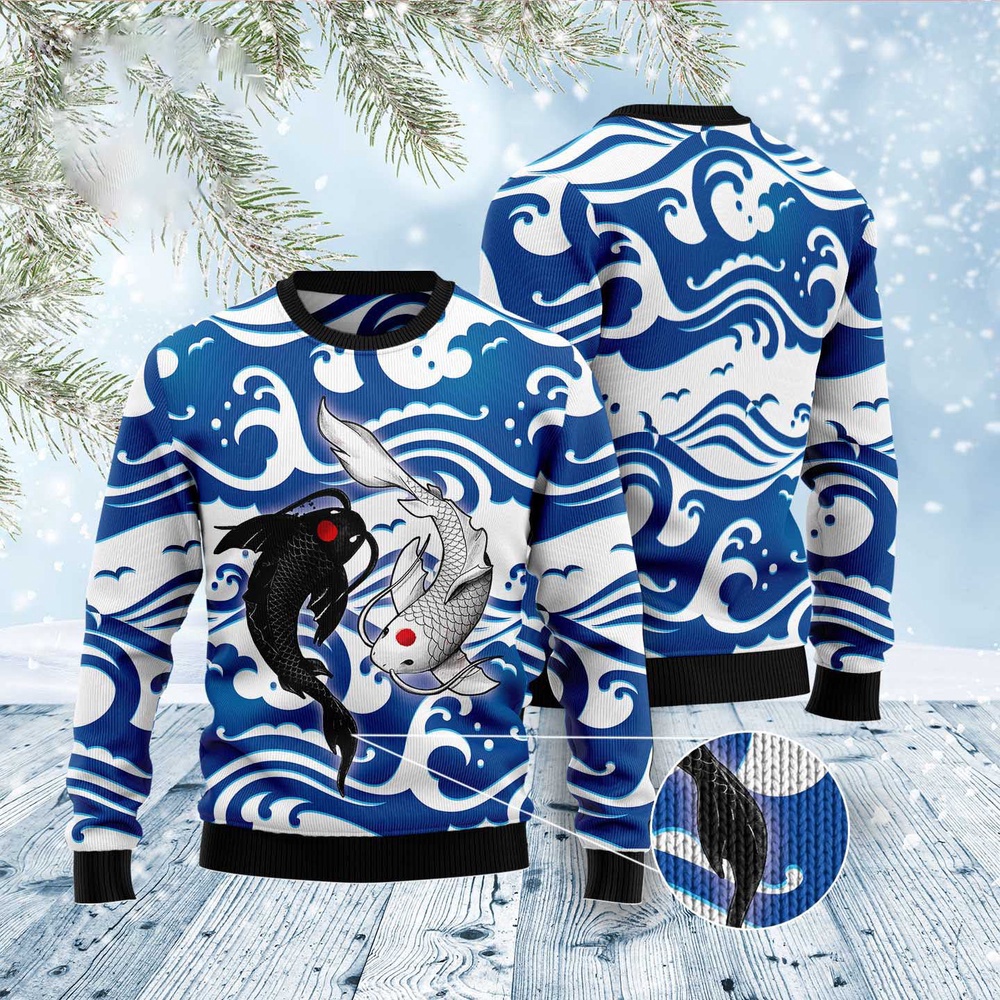 Koi Yin Yang Ugly Christmas Sweater, Christmas Sweater, Ugly Sweater, Funny Xmas Sweaters