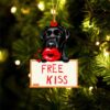 Labrador-Retriever（Black） On The Candy Cane Christmas Ornament, Christmas Ornament, Dog Ornament, Xmas Dog Ornaments