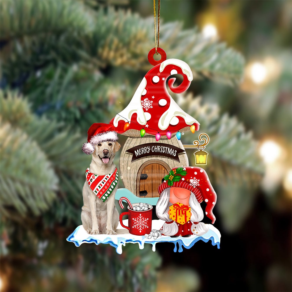 Labrador-Retriever With Mushroom House Christmas Ornament, Christmas Ornament, Dog Ornament, Xmas Dog Ornaments