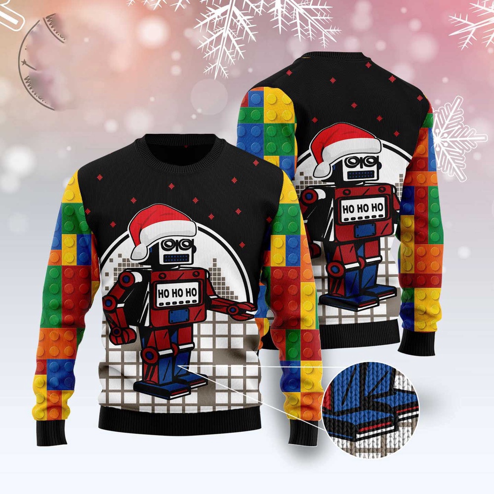Lego Robot Hohoho Ugly Christmas Sweater, Christmas Sweater, Ugly Sweater, Funny Xmas Sweaters