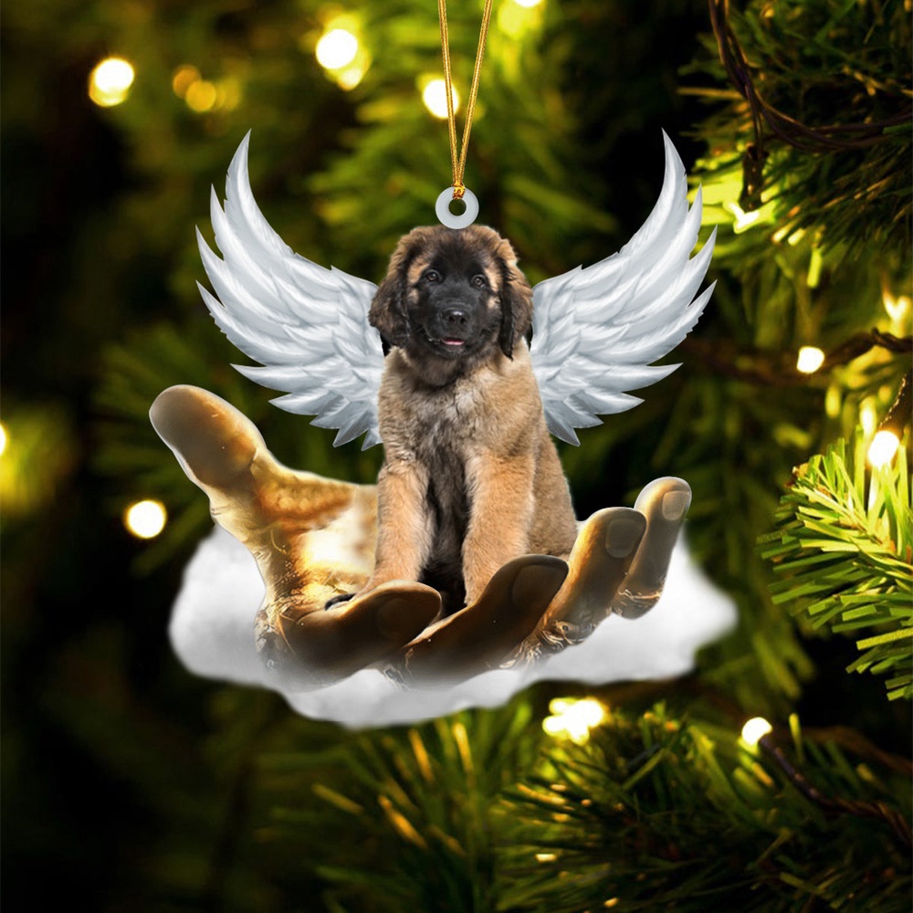 Leonberger On The Hands Of Jesus Ornament, Christmas Ornament, Dog Ornament, Xmas Dog Ornaments