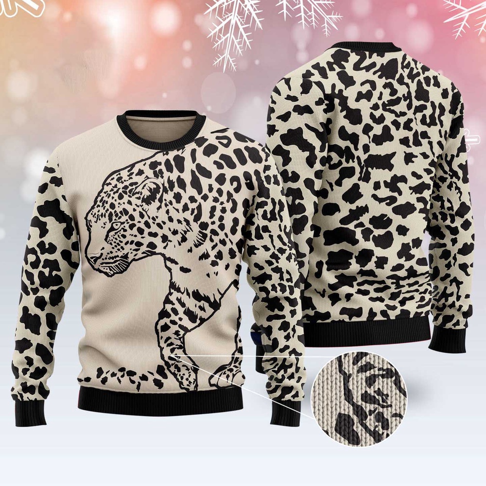 Leopard Pattern Ugly Christmas Sweater, Christmas Sweater, Ugly Sweater, Funny Xmas Sweaters