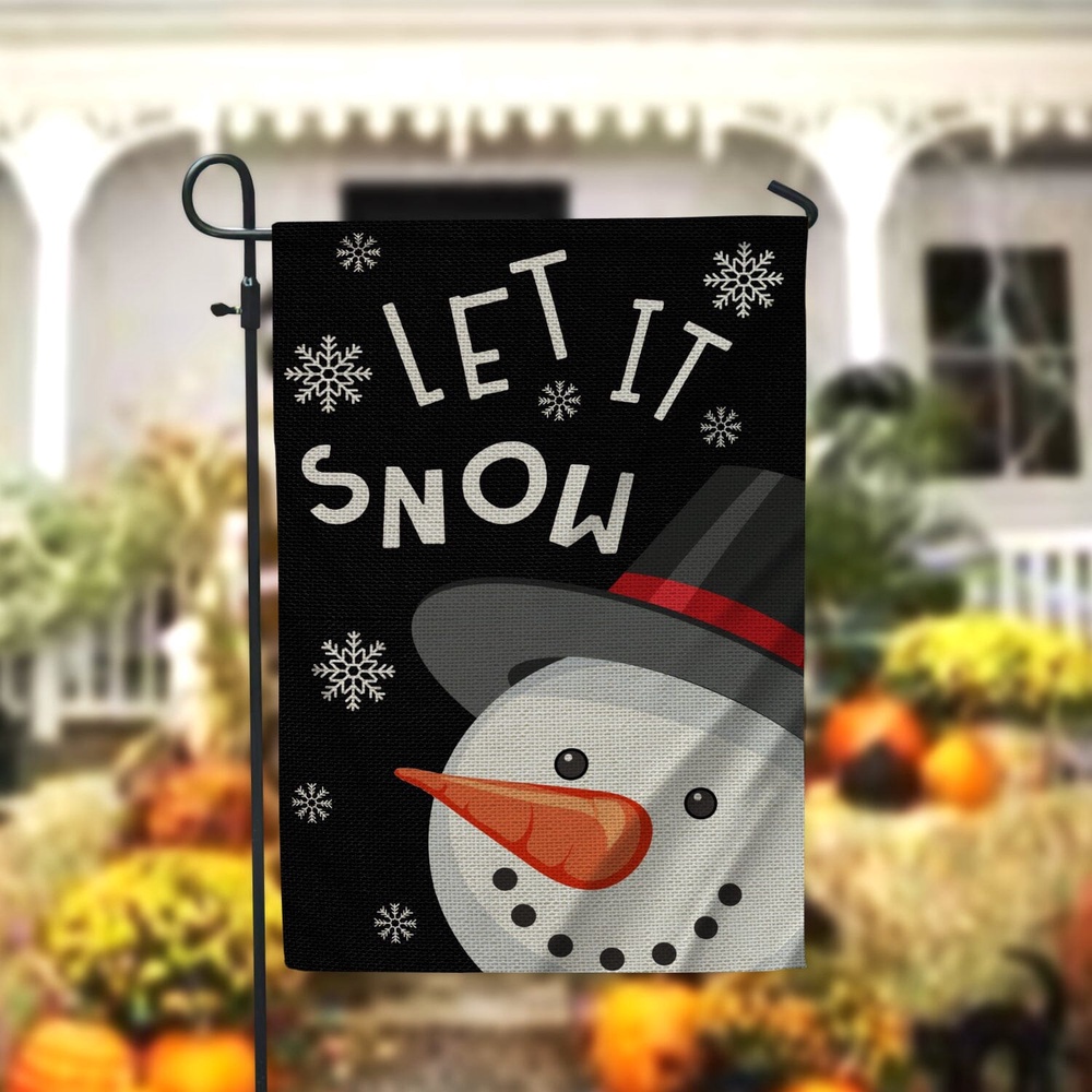 Let It Snow Snowman Snowflake Garden FlagXmas, Garden Flags, Outdoor Xmas Flags, Christmas Flag Outdoor