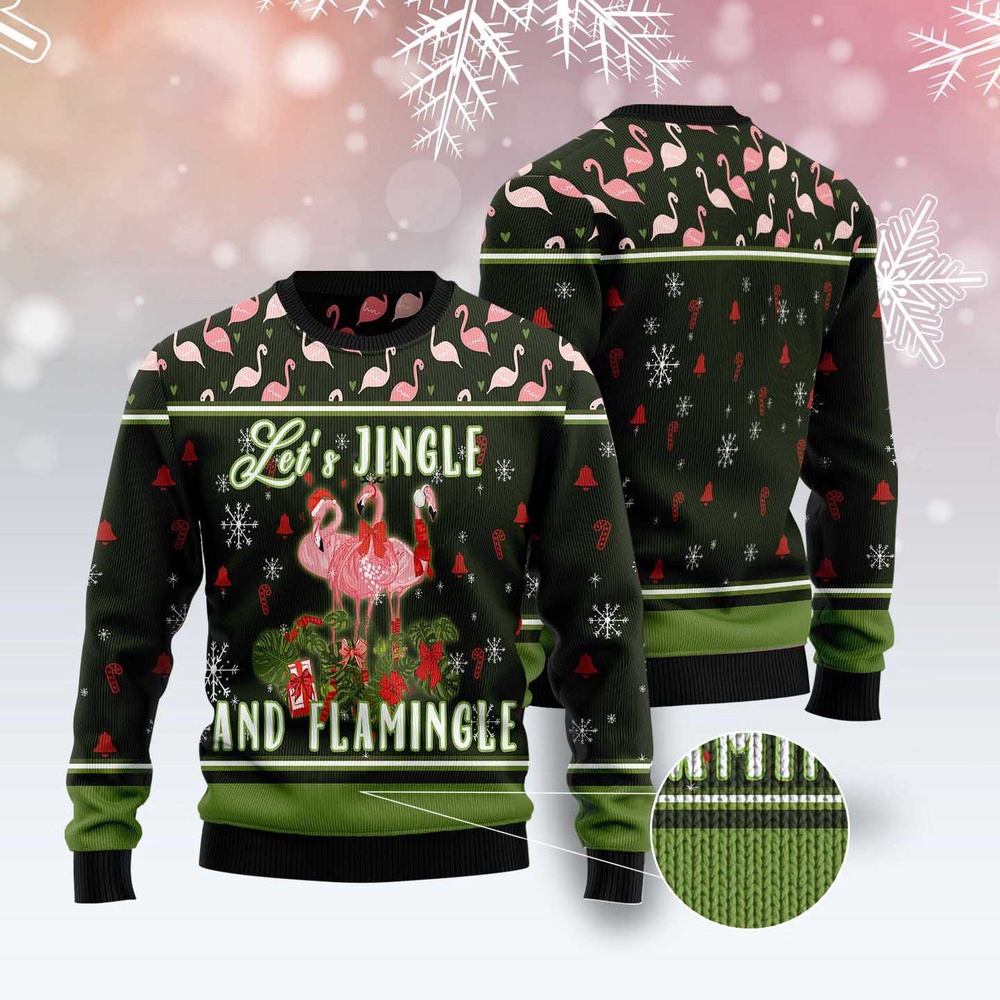 Let’S Jingle And Flamingle Ugly Christmas Sweater, Christmas Sweater, Ugly Sweater, Funny Xmas Sweaters