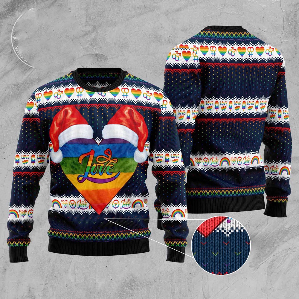 Lgbt Heart Ugly Christmas Sweater, Christmas Sweater, Ugly Sweater, Funny Xmas Sweaters