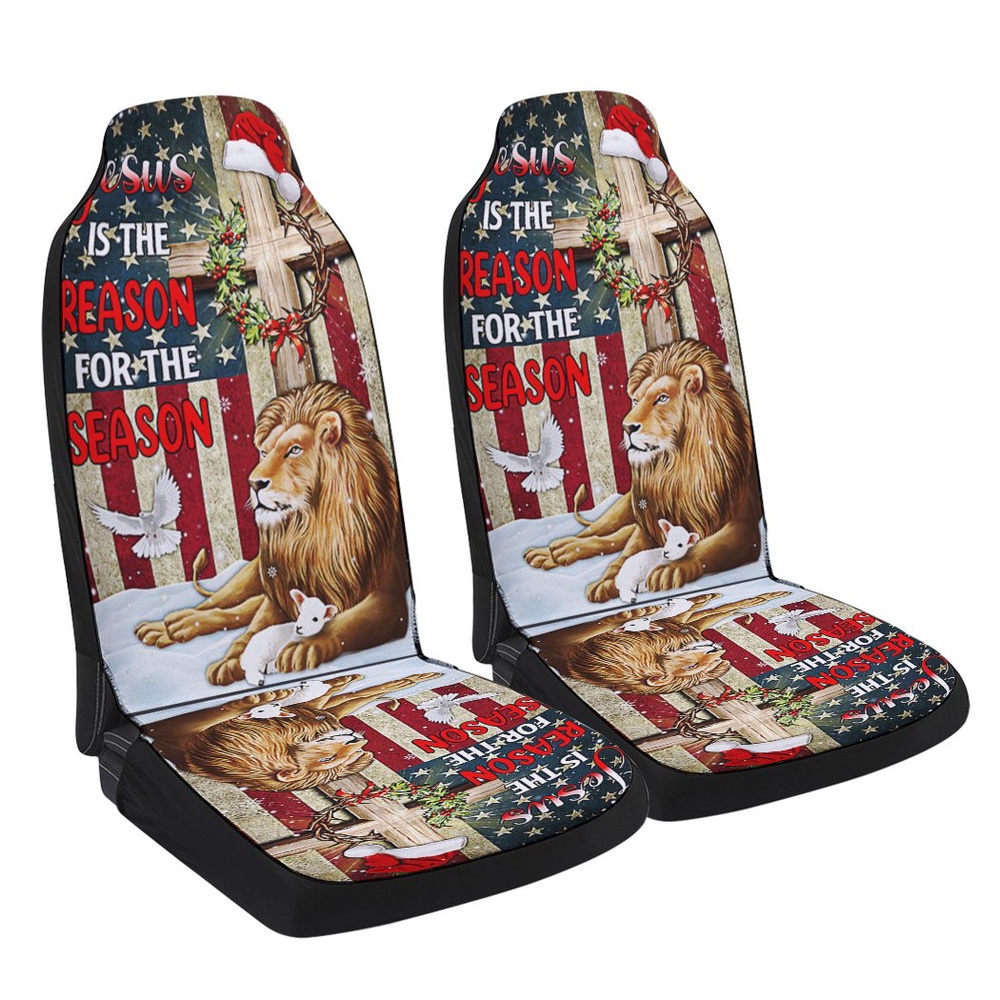 Lion of Judah Jesus Christ Cross Christmas Jesus Is The Reason For The Season Seat Cover Cars, Christmas Car Seat Cover, Car Seat Cover
