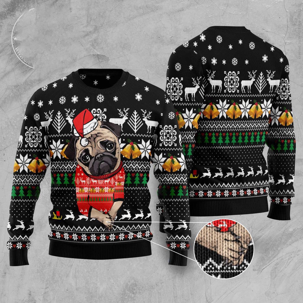 Lovely Pug Ugly Christmas Sweater, Dog Ugly Christmas Sweater, Ugly Dog Sweaters