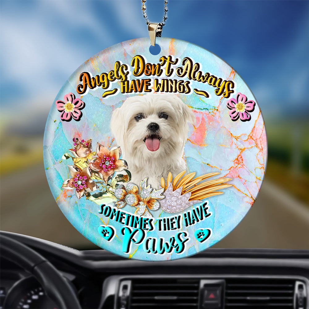 Maltese Sometimes They Have Paws Ornament, Christmas Ornament, Dog Ornament, Xmas Dog Ornaments
