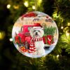 Maltese With Mushroom House Christmas Ornament, Christmas Ornament, Dog Ornament, Xmas Dog Ornaments