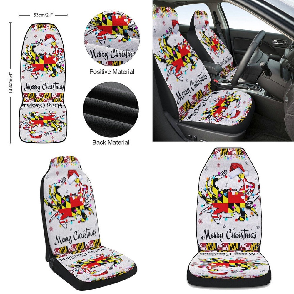 Maryland Crab Christmas Seat Cover Cars, Christmas Car Seat Cover, Car Seat Cover