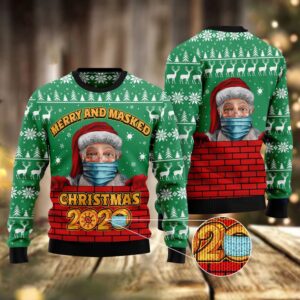 Merry And Masked Ugly Christmas Sweater, Christmas&hellip;