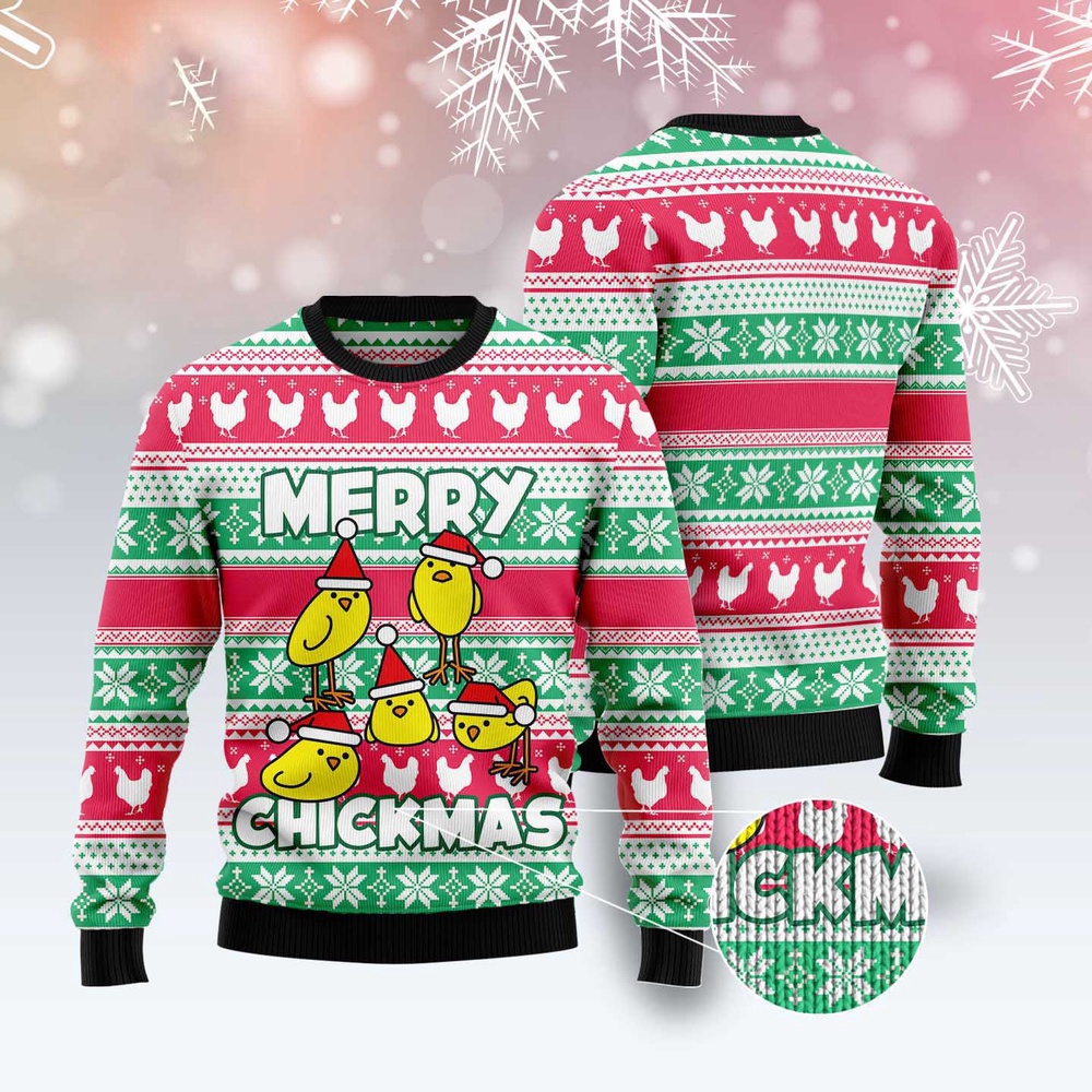 Merry Chickmas Ugly Christmas Sweater, Christmas Sweater, Ugly Sweater, Funny Xmas Sweaters