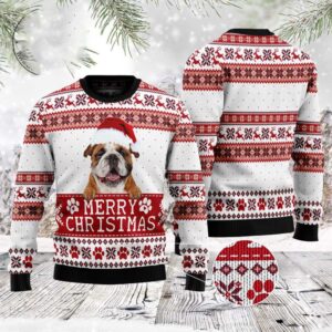 Merry Christmas Cute Bulldog Ugly Christmas Sweater,&hellip;