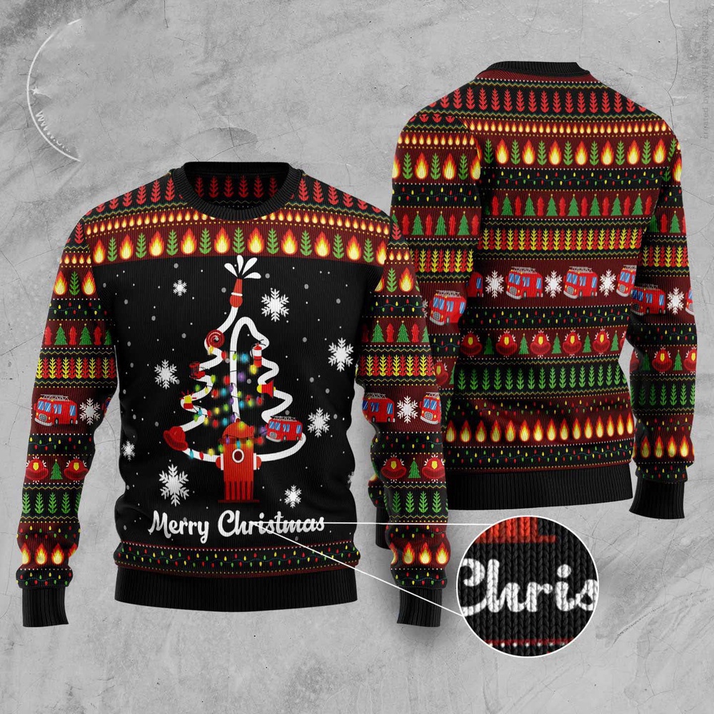 Merry Christmas Firefighter Ugly Christmas Sweater, Christmas Sweater, Ugly Sweater, Funny Xmas Sweaters