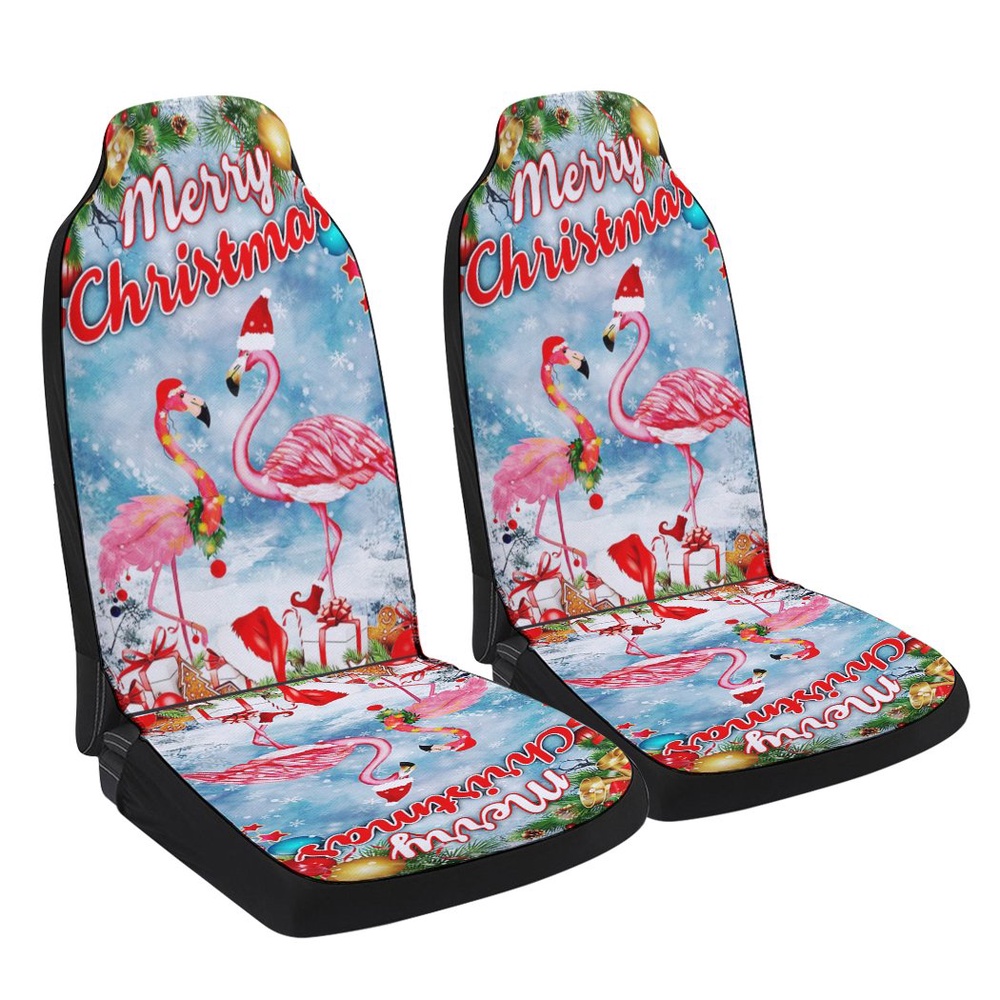 Merry Christmas Flamingo Seat Cover Cars, Christmas Car Seat Cover, Car Seat Cover