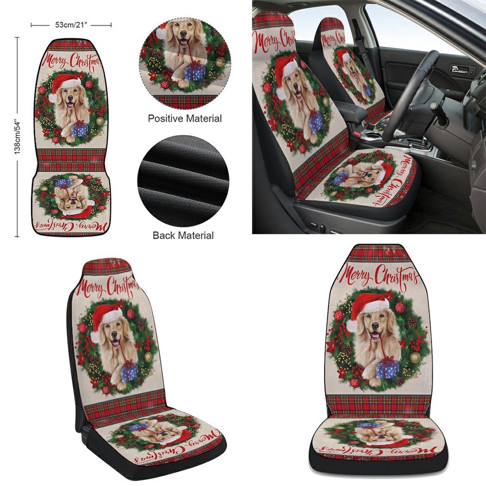 Merry Christmas Golden Retriever Seat Cover Cars, Christmas Car Seat Cover, Car Seat Cover