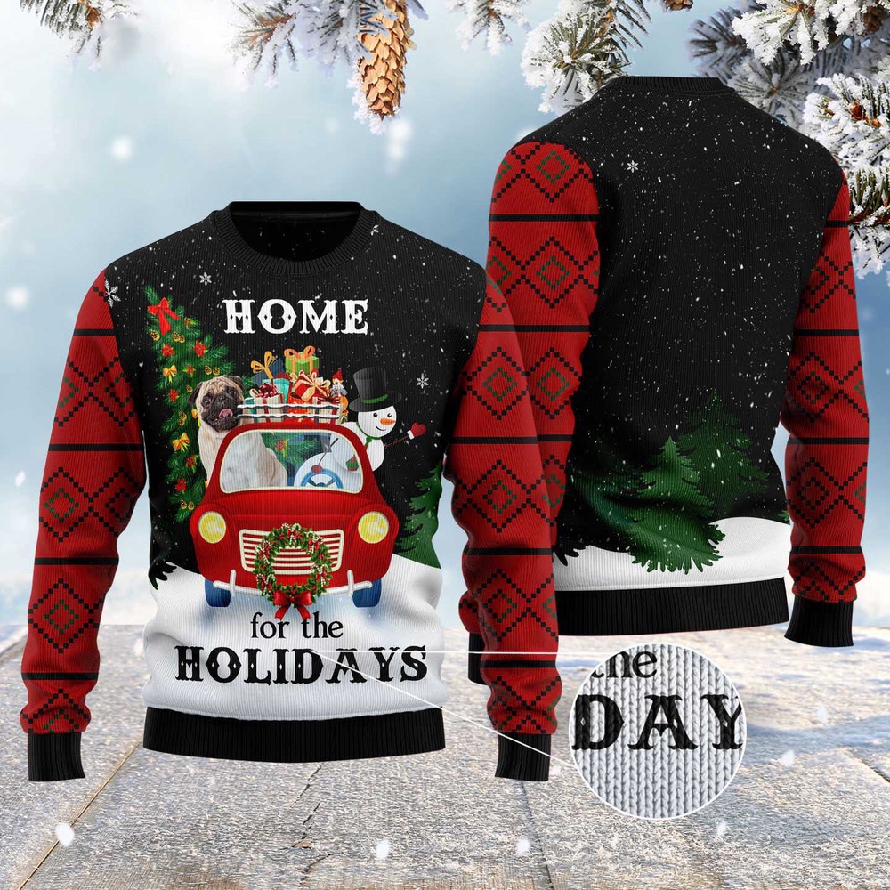 Merry Christmas Pug And Snowman Ugly Ugly Christmas Sweater, Dog Ugly Christmas Sweater, Ugly Dog Sweaters