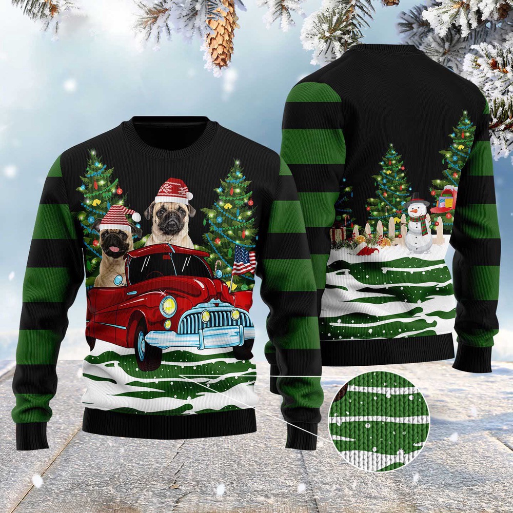Merry Christmas Pug Ugly Christmas Sweater, Dog Ugly Christmas Sweater, Ugly Dog Sweaters