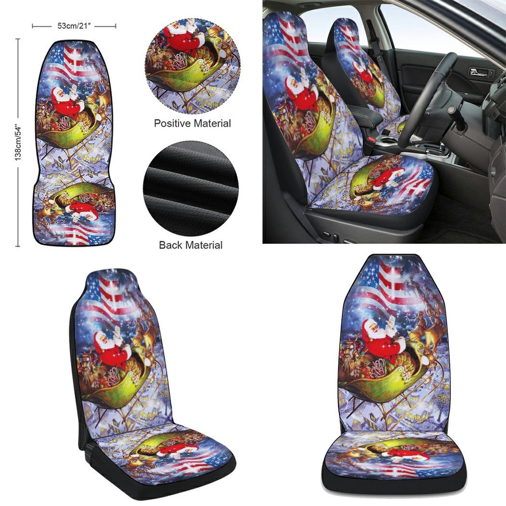 Merry Christmas Santa Claus American flag Seat Cover Cars, Christmas Car Seat Cover, Car Seat Cover